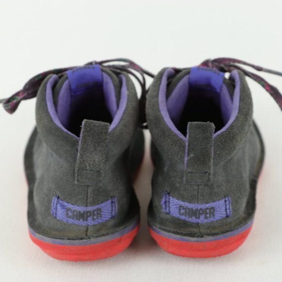 Camper Girls Size 7 Gray Purple Suede Lace Up Casual Ankle Boots - Picture 4 of 8